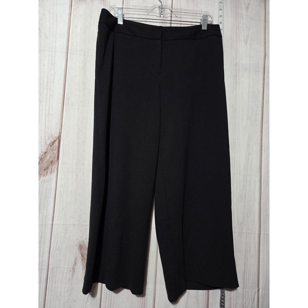 Vesti Pants Womens 10 Black Wide Leg Cropped Pull On Stretch Office Casual